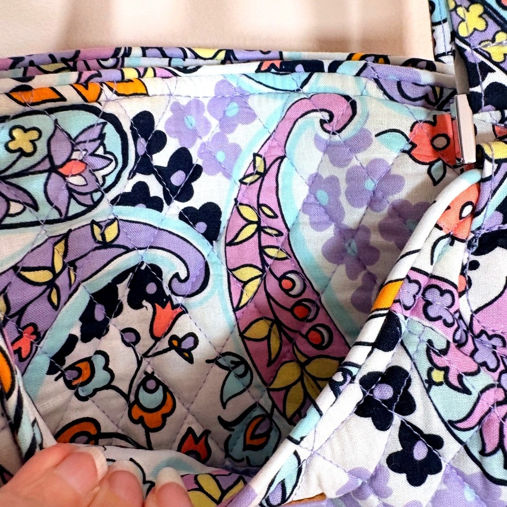 Vera Bradley Quilted Large Glenna Tote Maddalena Paisley Purple Orange Yellow - Picture 10 of 13